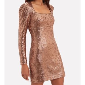 Intermix Hilary Rose Gold Sequin Mini Dress 0